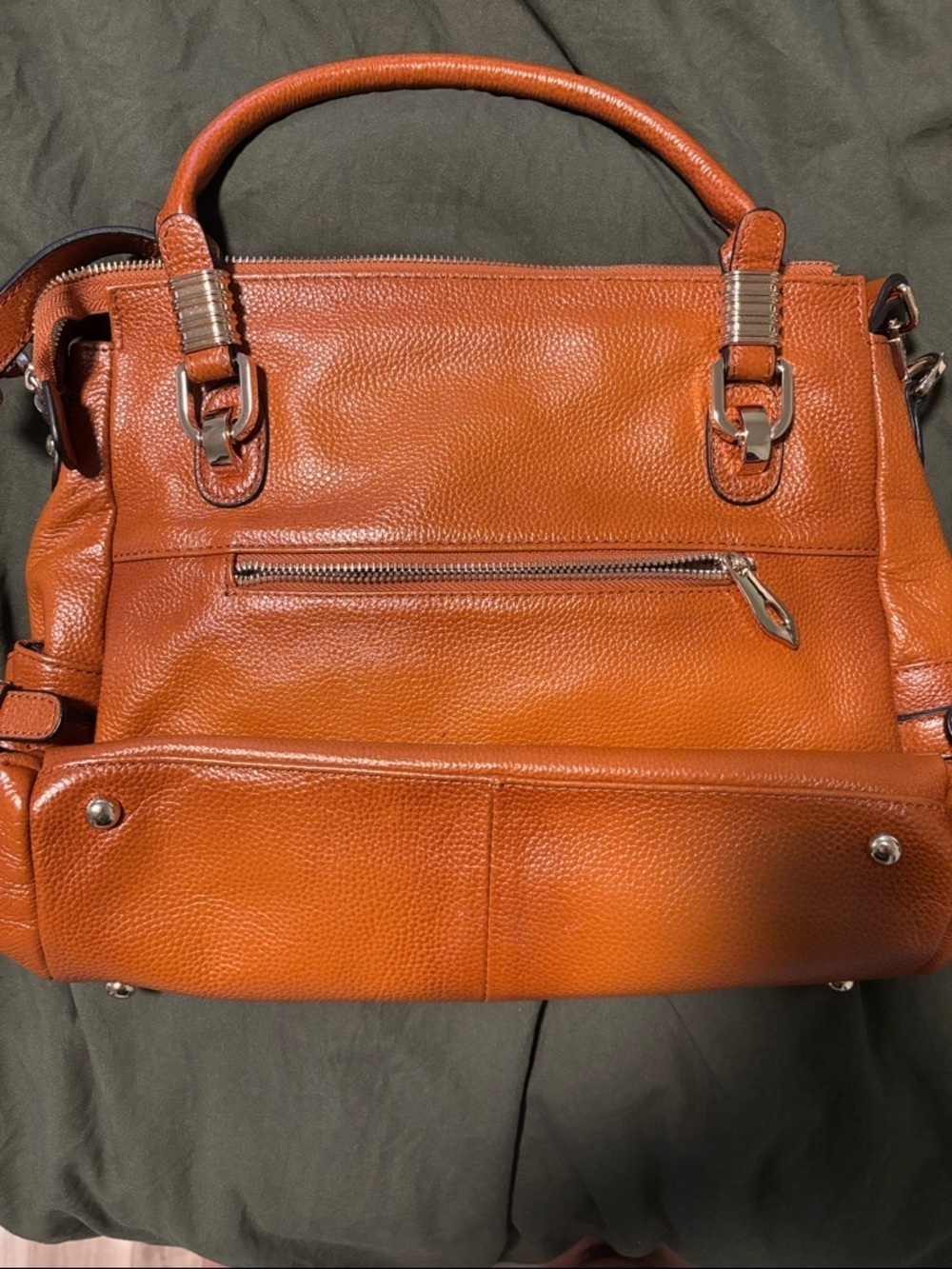 Kattee Women's Genuine Pebbled Leather Satchel Shoulder Bag Purse Brown - Picture 6 of 14